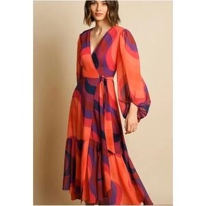 Adelyn Rae Pink Tatiana Floral Twisted Cutout Midi Dress Medium Anthropologie